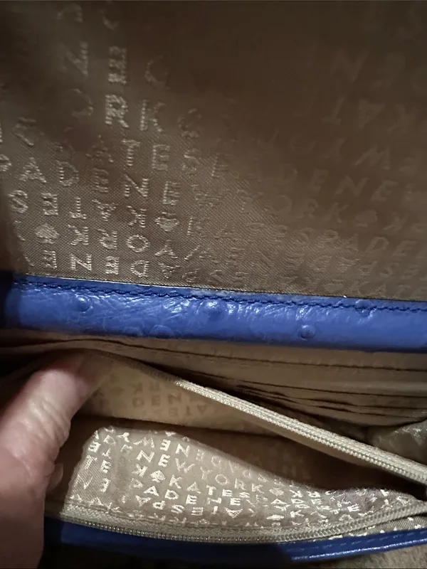 Kate Spade Alexander Ave Isabeli Blue Premium Ostrich Embossed Leather Crossbody - Image 8