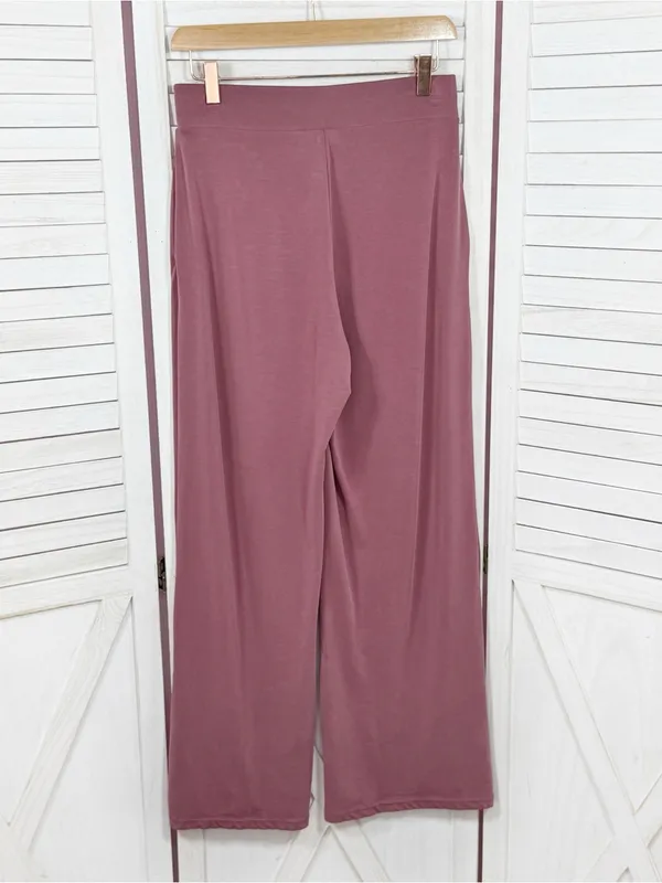 Express Jersey Knit Wide Leg Pants Rose Pink Small High Waist Lounge Athleisure - Image 2