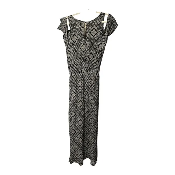 AQUA Black/White‎ Printed Maxi Dress, Large - Image 4