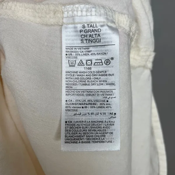 Old Navy Linen Blend Shirt Dress White Women Small Tall Long Sleeve Minimalist - Image 13