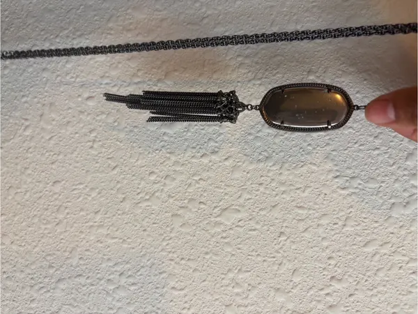 Rare Retired Kendra Scott Rayne Gunmetal Labradorite Tassel Long Necklace - Image 4