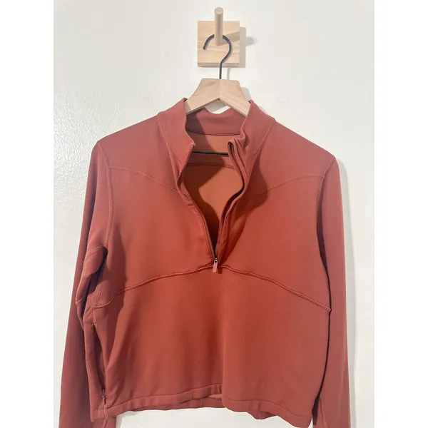 Lululemon Rulu Running Cropped 1/2 Zip Dark Terracotta Womens Athletic Top 10 - Image 6