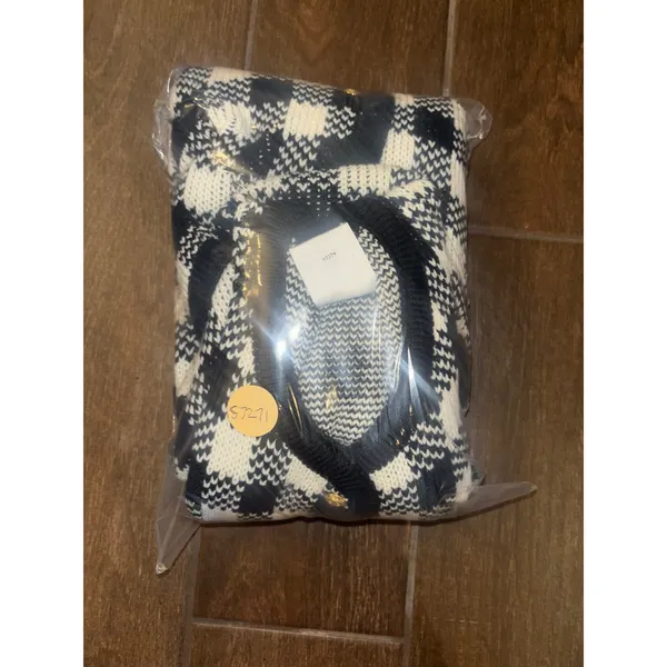 Liz Baker Cardigan L Black White Gingham Check Gold‎ Button Retro Dark Academia - Image 9