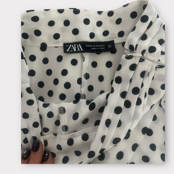 Zara Black and White Polka Dot Ruffle Skort - Image 2