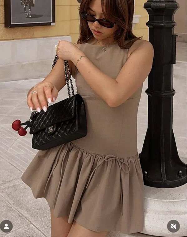Zara dress mini sleeveless pleated skirt bodycon casual bow corset inspired - Image 6