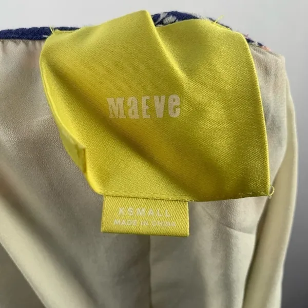 Maeve Patchwork V Neck Open Back Hi‎ Lo Midi Dress Size Extra Small - Image 6