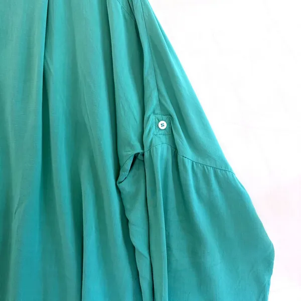 Mint Green Rayon Button Down Oversized Roll Tab Sleeve Shirt‎ XL - Image 9