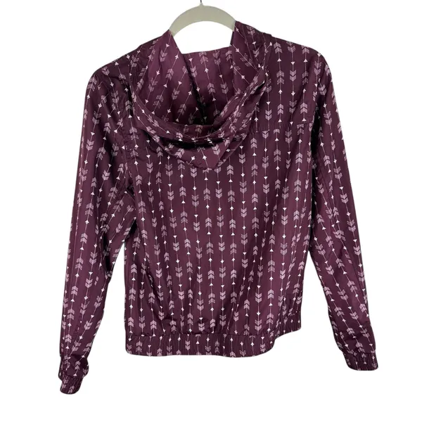 Empyre Burgundy‎ White Arrow Hooded Windbreaker Jacket Medium - Image 2