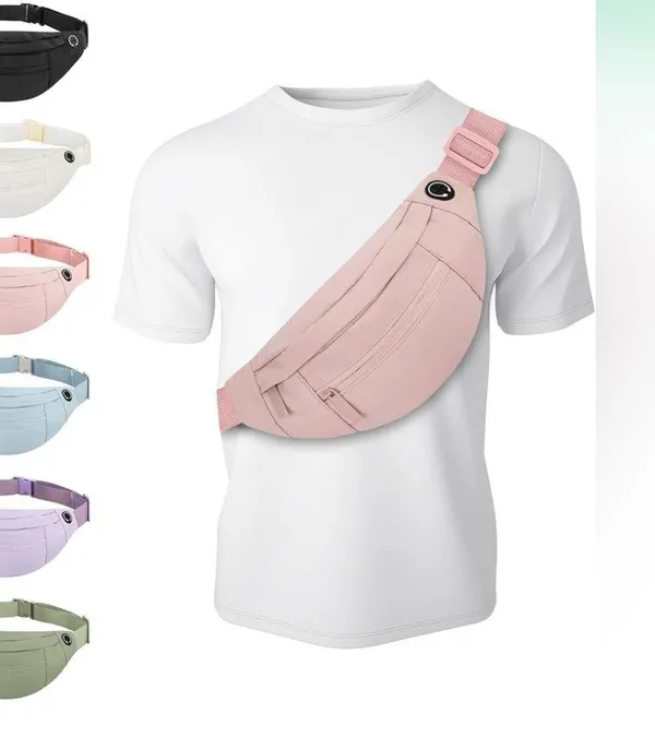 Belt Bag Pink 4 Zipper Pockets Fanny Pack Waist Bag Crossbody Travel Running OC4 - Image 5