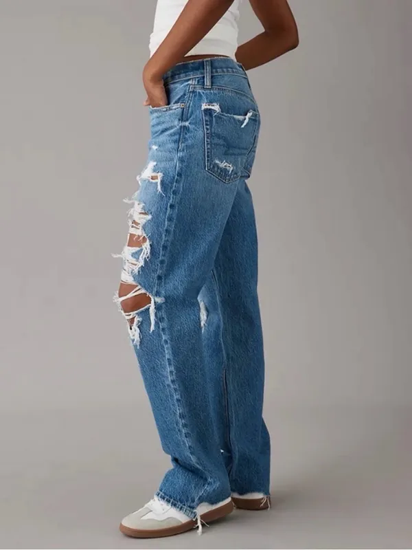 American Eagle Low Rise Ex Boyfriend Jean in Destroy Your Blues Size 6 Short NWT - Image 3