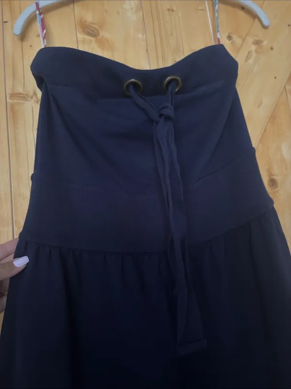 Anthropologie Allihop Navy Strapless Tie Front Babydoll Mini Dress‎ M - Image 6