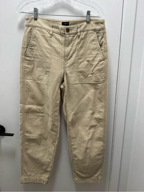 J. Crew Women’s Tan Cream Khaki Camp Straight Leg Ankle Pants 100% cotton US 4 - Image 4