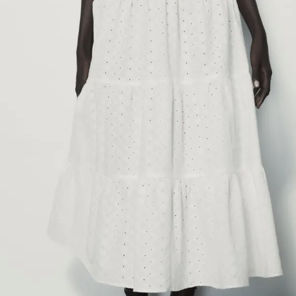 🌷- New Zara OPENWORK EMBROIDERED‎ MIDI SHIRT DRESS - Image 5