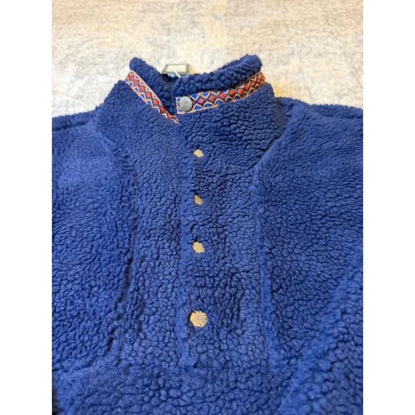 Alpine Design Women Vintage‎ Blue Sherpa Fleece Pullover Sweatshirt XS NWT - Image 2