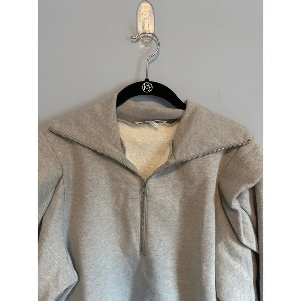 Frame Sporty Zip Sweatshirt Half Zip Funnel Neck Ruffle Wing Shoulders sz Large - Image 4