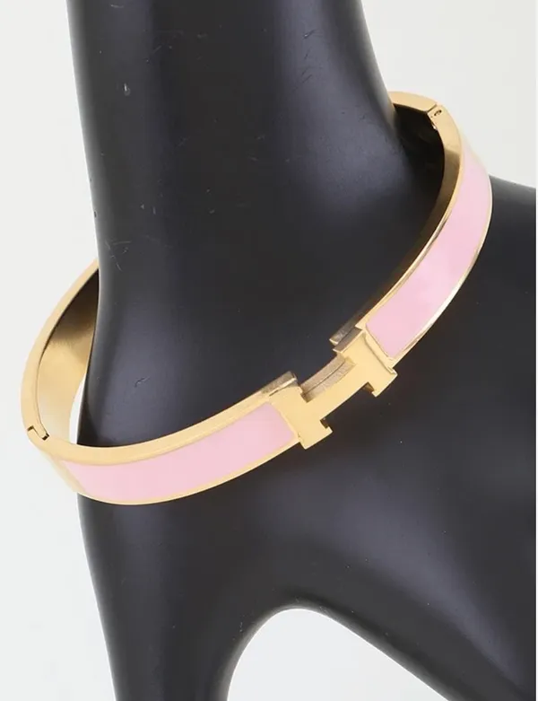 Modern H Cuff Bracelet Pink - Image 2