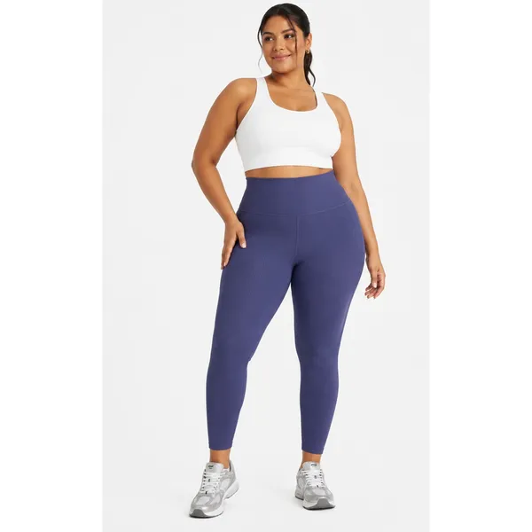 Avia Womens Leggings XL Peri Blue Waffle High Rise Compression Active Yoga Gym - Image 7
