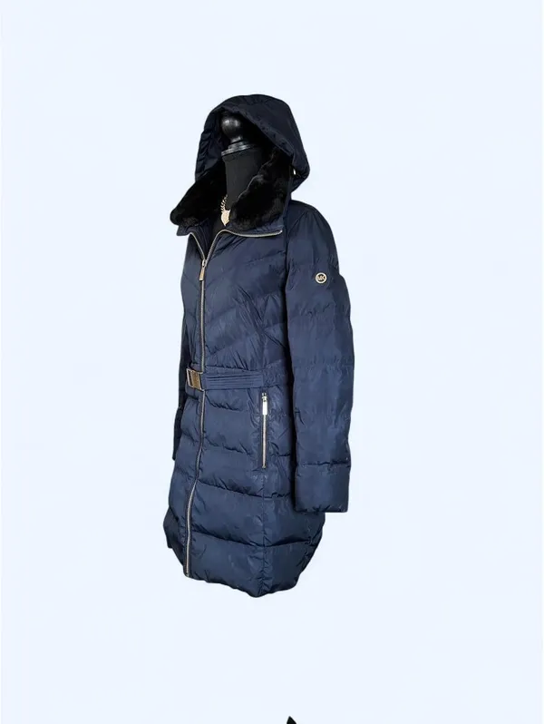 Michael Kors Quiet Luxury Down Puffer Hooded Belted Coat size medium - Image 5