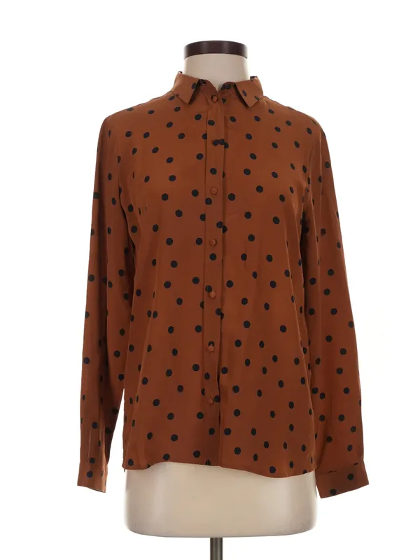Sézane Ann shirt in brown and navy polka dot - Image 2