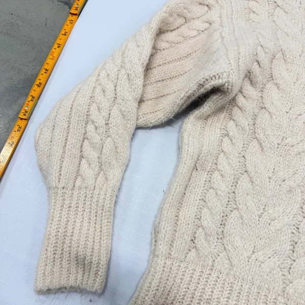 A New Day Women Cream Cable Knit Mock Neck Sweater Chunky Fisherman Style size S - Image 3