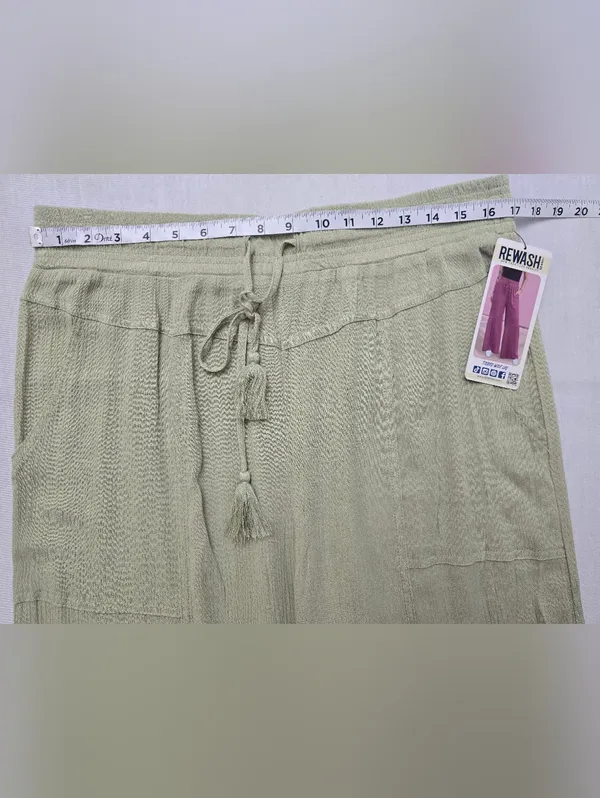 Rewash Tiered Wide-Leg Drawstring Pants in Light Olive Green Size XL - Image 8