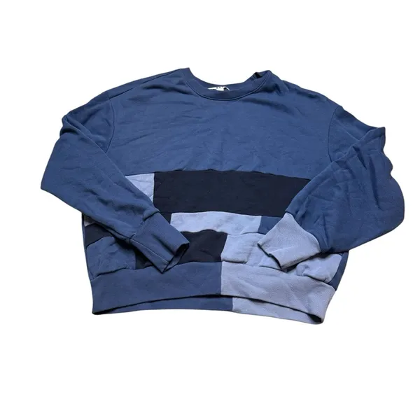 💙 JOY LAB Colorblock Sweatshirt 🔹 Blue Patchwork Crewneck XL Cozy‎ Fit 💙 - Image 2