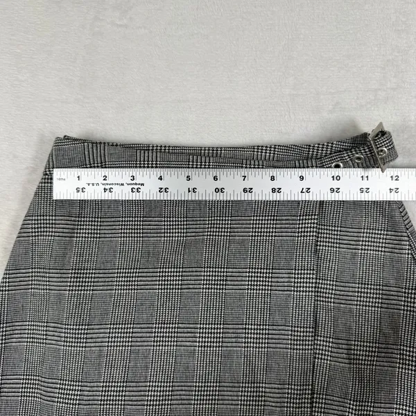 John Galt Glen Plaid Wrap Mini Skirt Black White Buckle MD383 XXS‎ - Image 5