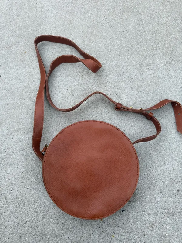 NWT Madewell The Simple Circle Crossbody Bag in Calf Hair Brown Western - Image 4