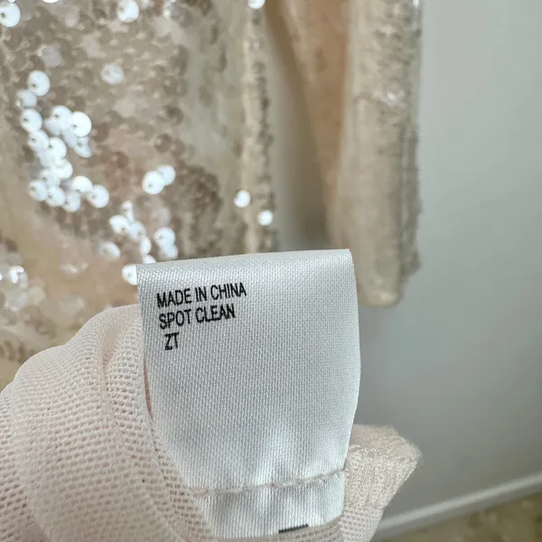 Gianni Bini Ruby Sequin Mini Dress Long Sleeve Cream Party Cocktail Small NWT - Image 9