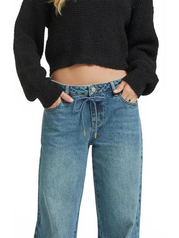 Pacsun Casey Low Rise Baggy Jeans Drawstring Medium Indigo NWT Clementine 28 - Image 4