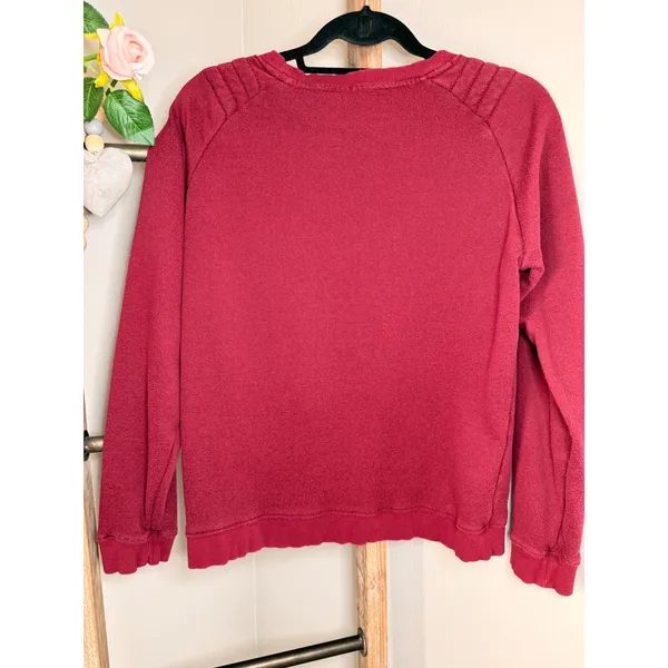 Sunrise E Company SRL Burgundy FUN FUN Graphic Sweatshirt Moto Shoulder Large - Image 4