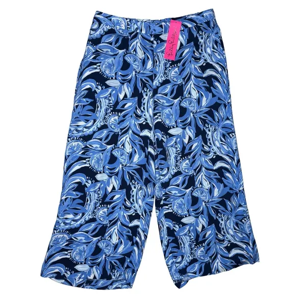 NWT Lilly Pulitzer M (8)‎ Avery Crop Palazzo Pants High Tide Beach Resort $118 - Image 3