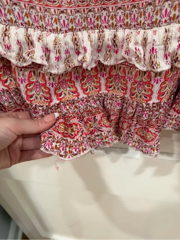 Women's Maxi Skirt in Pink and Cream Boho Print - Image 7