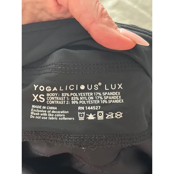 Yogalicious Lux‎ Black High Waisted Drawstring Leggings with Pockets XS NWT - Image 6