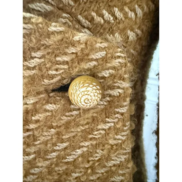 Vintage 60s Franklin Simon New York Mustard Gold Side Button Coat S M - Image 7