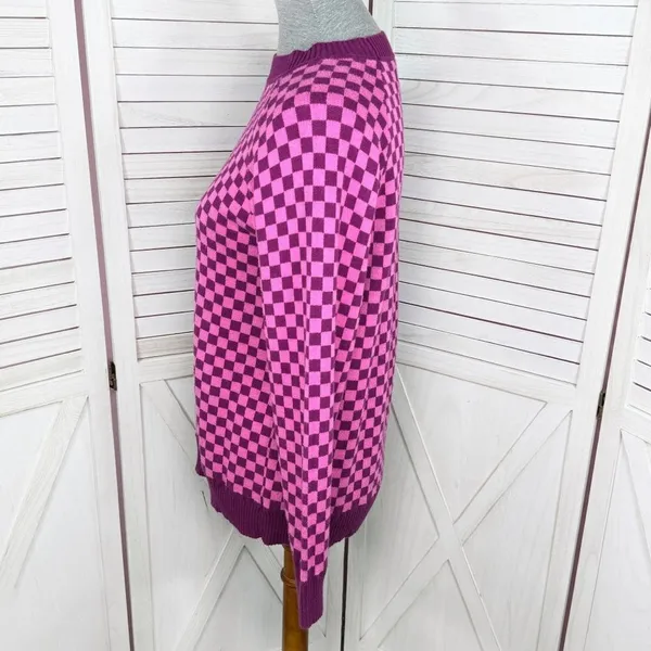 Future Collective Check Pullover Sweater Pink‎ Purple Small Pink - Image 3