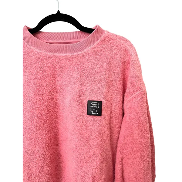 BRAIN DEAD Reverse Fleece Logo Sweatshirt Pink Medium - Image 3