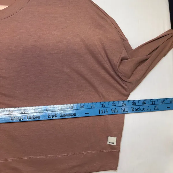 Vuori Womens Avalon Long Sleeve Henley Crop Mauve Brown Pink Size M Relaxed Fit - Image 6