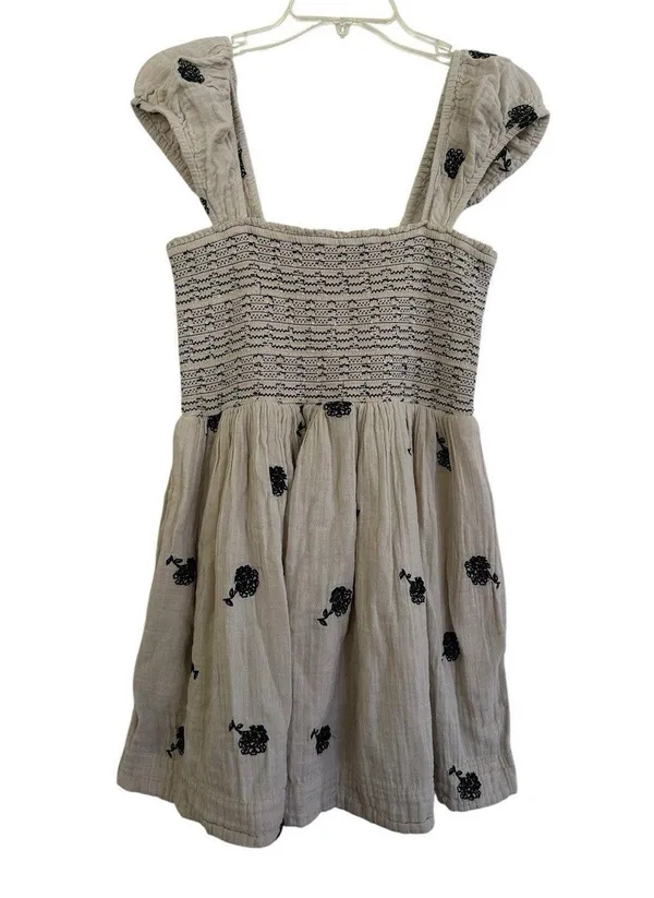 Free People Tory Embroidered Mini Dress Smock Bodice Medium - Image 3