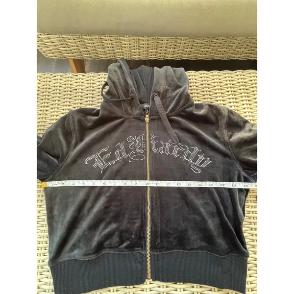 Ed Hardy NWT Silver Tiger Velour Zip Up‎ Hoodie Large Rhinestone Y2K athleisure - Image 8