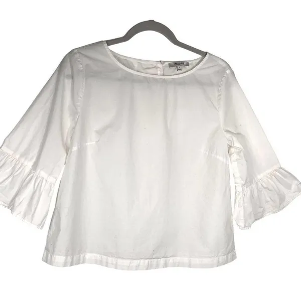 Madewell White Bell Sleeves Poplin Top Blouse M - Image 2