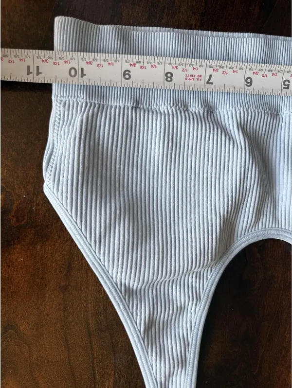 Aerie Ribbed Seamless Bralette Sports Bra Light Blue Gray Soft Stretch - Image 3