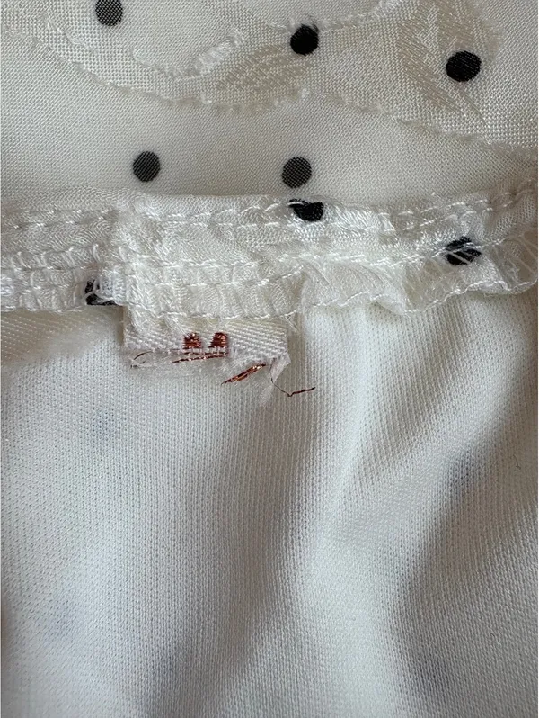 White Polka Dot Ruffle Maxi Dress with Spaghetti Straps Size M - Image 4