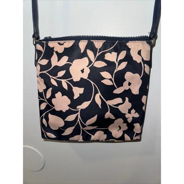 Kate Spade Jae Garden Vine‎ Nylon Crossbody Purse Bag Navy Floral T - Image 9