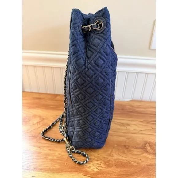 Tory Burch Fleming Denim Quilted Convertible Backpack Shoulder Bag Large - Image 13
