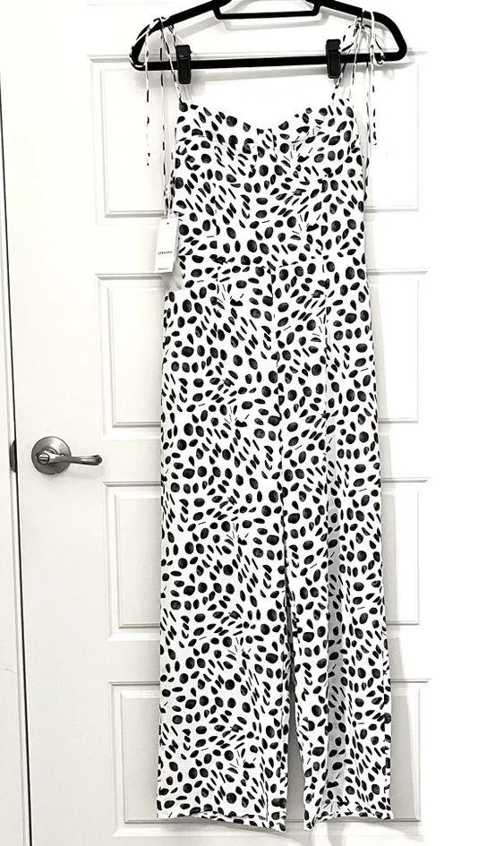 Commense Tie Strap Contrast Print Wide Leg Jumpsuit - Image 4