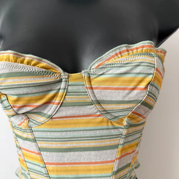 Out From‎ Under sz S Urban Outfitters Striped Bustier Corset Top Yellow Boho - Image 3
