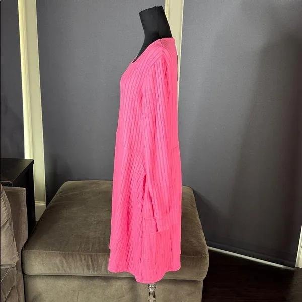 Women’s Fantaslook Pink Square Neck Long Sleeve Babydoll Sweater Dress Size XL - Image 5