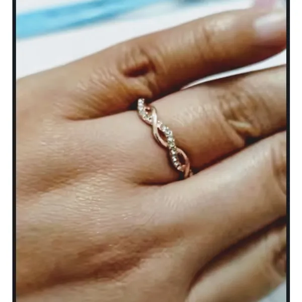 14k‎ Gold Plated S925 Simulated Diamond Eternity Twist Band Ring Size 6.5 - Image 7