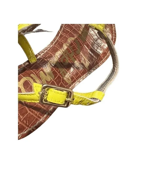 SAM EDELMAN Yellow Thong Sandals Womens 8.5 Flat Summer Trendy - Image 8